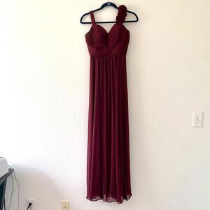 DANCING QUEEN burgundy rose decal maxi formal gown